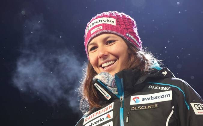 ALPINE SKIING - FIS Ski WC St. Moritz SANKT MORITZ,SWITZERLAND,10.FEB.17 - ALPINE SKIING - FIS Alpine World Ski Championships, alpine combined, award ceremony. Image shows Wendy Holdener (SUI). GEPAxpictures xChristianxWalgram