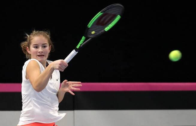 TENNIS - ITF, Fed Cup TALLINN,ESTONIA,11.FEB.17 - TENNIS - ITF, Fed Cup, Europe Africa Zone II, Group 1. Image shows Daniela Vismane (LAT). GEPAxpictures xWalterxLuger