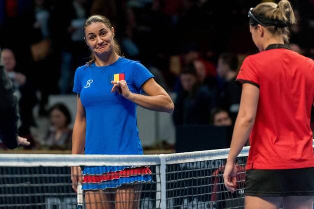 Tennis - FED Cup by BNP 2017 game between Romania and Belgium February 2017 February 11, 2017: Monica Niculescu (ROU) during the FED Cup by BNP 2017 game between Romania and Belgium at Sala Polivalenta, Bucuresti, Romania ROU. Copyright: Cronos Catalin Soare