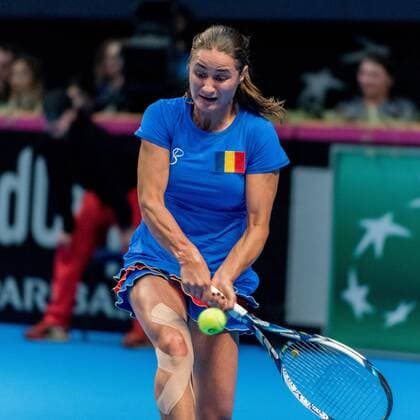 Tennis - FED Cup by BNP 2017 game between Romania and Belgium February 2017 February 11, 2017: Monica Niculescu (ROU) during the FED Cup by BNP 2017 game between Romania and Belgium at Sala Polivalenta, Bucuresti, Romania ROU. Copyright: Cronos Catalin Soare