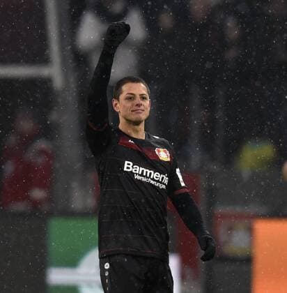 Bayer 04 Leverkusen - Eintracht Frankfurt 3:0 11.02.2017 Javier Hernandez Chicharito (Bayer 04) freut sich nach dem 2:0 HM