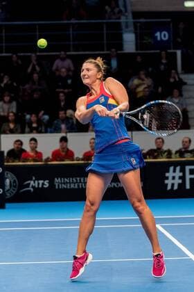 Tennis - FED Cup by BNP 2017 game between Romania and Belgium February 2017 February 12, 2017: Irina Begu (ROU) during the FED Cup by BNP 2017 game between Romania and Belgium at Sala Polivalenta, Bucuresti, Romania ROU. Copyright: Cronos Catalin Soare