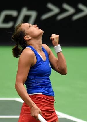Czech tennis player Barbora Strycova in action during the tennis match of the Fed Cup 1st round between the Czech Republic and Spain (Lara Arruabarrena), in Ostrava, Czech Republic, February 12, 2017. (CTKxPhoto JaroslavxOzana) CTKPhotoP201702120503801  jao 10