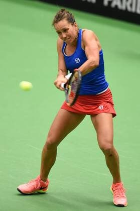Czech tennis player Barbora Strycova in action during the tennis match of the Fed Cup 1st round between the Czech Republic and Spain (Lara Arruabarrena), in Ostrava, Czech Republic, February 12, 2017. (CTKxPhoto JaroslavxOzana) CTKPhotoP201702120588901  jao 27