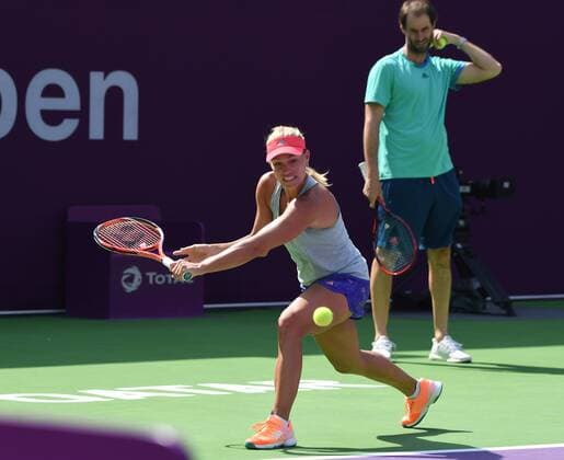 Angelique Kerber ,Deutschland beim Training mit Coach Torben Beltz beim Turnier in Doha,Qatar
