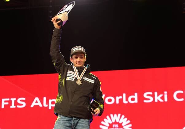 ALPINE SKIING - FIS Ski WC St. Moritz SANKT MORITZ,SWITZERLAND,13.FEB.17 - ALPINE SKIING - FIS Alpine World Ski Championships, alpine combined, men, award ceremony. Image shows Luca Aerni (SUI). Keywords: medal, trophy. GEPAxpictures xMarioxKneisl