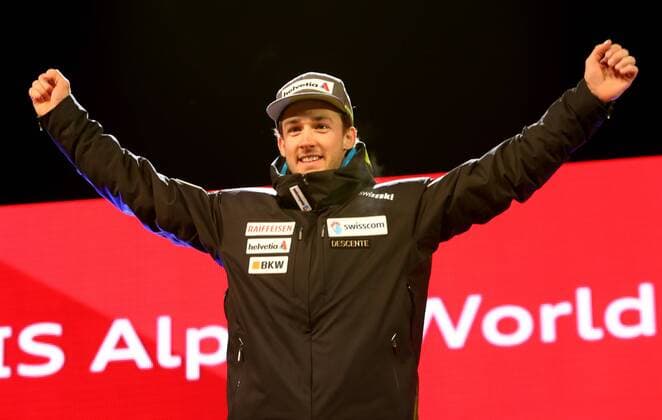 Bilder des Tages - SPORT ALPINE SKIING - FIS Ski WC St. Moritz SANKT MORITZ,SWITZERLAND,13.FEB.17 - ALPINE SKIING - FIS Alpine World Ski Championships, alpine combined, men, award ceremony. Image shows Luca Aerni (SUI). GEPAxpictures xMarioxKneisl