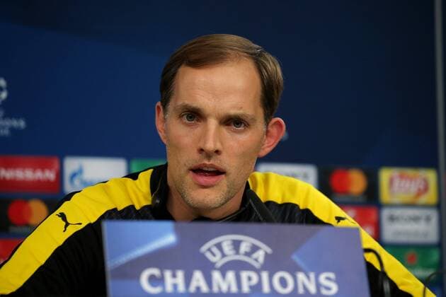 Trainer Thomas Tuchel (Borussia Dortmund), Pressekonferenz, Benfica Lissabon - Borussia Dortmund, UEFA Champions League, Achtelfinale, Fussball, 13.02.2017, Lissabon Copyright: xLangerx xEibner-Pressefotox EP_HLR