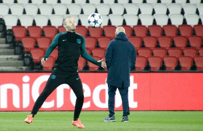 Andres Iniesta ( Barcelona ) FOOTBALL : Entrainement Barcelona - Paris - 13 02 2017 FedericoPestellini PANORAMIC 