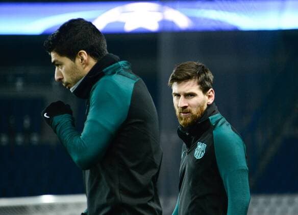 Lionel Messi ( Barcelona ) - Luis Suarez ( Barcelona ) FOOTBALL : Entrainement Barcelona - Paris - 13 02 2017 FedericoPestellini PANORAMIC 