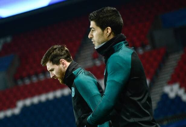 Lionel Messi ( Barcelona ) - Luis Suarez ( Barcelona ) FOOTBALL : Entrainement Barcelona - Paris - 13 02 2017 FedericoPestellini PANORAMIC 