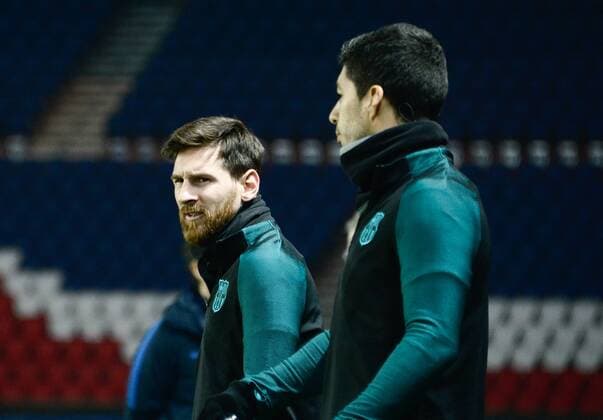 Lionel Messi ( Barcelona ) - Luis Suarez ( Barcelona ) FOOTBALL : Entrainement Barcelona - Paris - 13 02 2017 FedericoPestellini PANORAMIC 