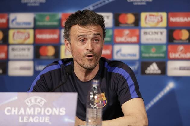 UEFA Champions League 2017, Paris St. Germain - FC Barcelona - , press conference PK Pressekonferenz and training, Luis Enrique, head coah Barcelona, 644 cordon  xx