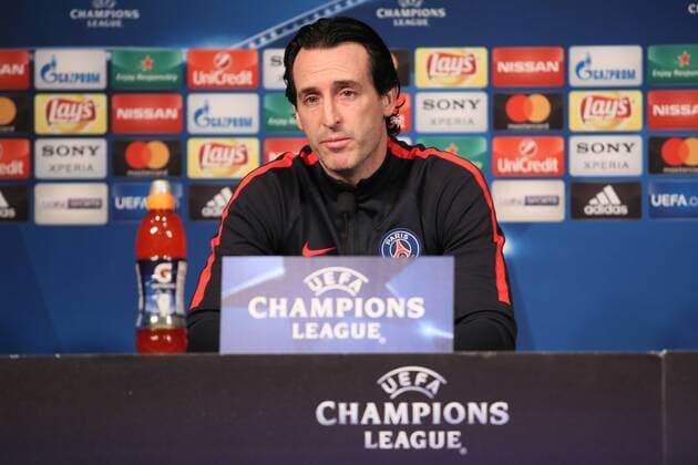 UEFA Champions League 2017, Paris St. Germain - FC Barcelona - , press conference PK Pressekonferenz and training, unai emery, head coach psg, 644 cordon,  xx