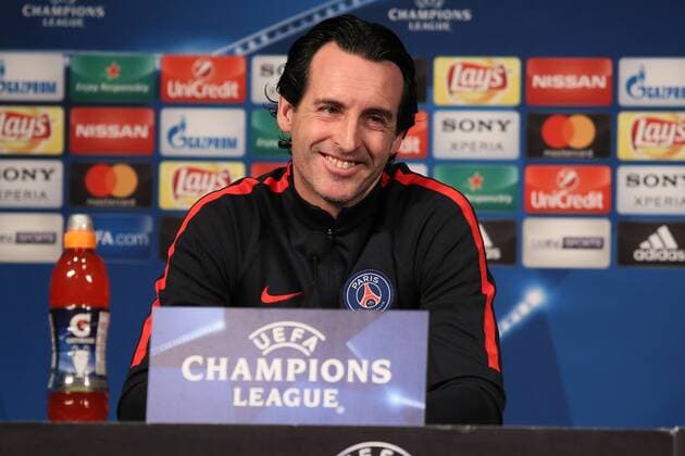 UEFA Champions League 2017, Paris St. Germain - FC Barcelona - , press conference PK Pressekonferenz and training, unai emery, head coach psg, 644 cordon,  xx