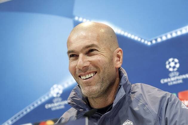 Real Madrid s coach Zinedine Zidane in press conference PK Pressekonferenz before UEFA Champions League match. February 14,2017.  (20170214108)