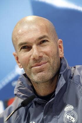 Real Madrid s coach Zinedine Zidane in press conference PK Pressekonferenz before UEFA Champions League match. February 14,2017.  (20170214109)