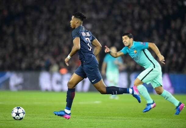 Fußball, CL, Paris St. Germain - FC Barcelona Presnel Kimpembe ( PSG ) FOOTBALL : Paris Saint Germain vs FC Barcelona - Ligue des Champions - Paris - 14 02 2017 FedericoPestellini Panoramic 