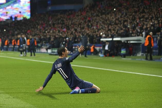 Fußball, CL, Paris St. Germain - FC Barcelona 4:0 Fußball, CL, Paris St. Germain - FC Barcelona joie Angel Di Maria (PSG) FOOTBALL : PSG vs FC Barcelona - Ligue des Champions - 14 02 2017 GwendolineLeGoff Panoramic 
