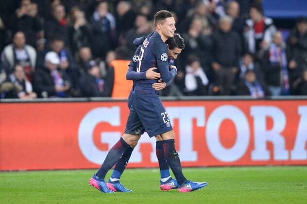 Fußball, CL, Paris St. Germain - FC Barcelona 4:0 Fußball, CL, Paris St. Germain - FC Barcelona 11 ANGEL DI MARIA (psg) - 23 JULIAN DRAXLER (psg) - Jubel FOOTBALL : Paris SG vs Barcelona - Champions League - 14 02 2017 AnthonyBIBARD FEP 