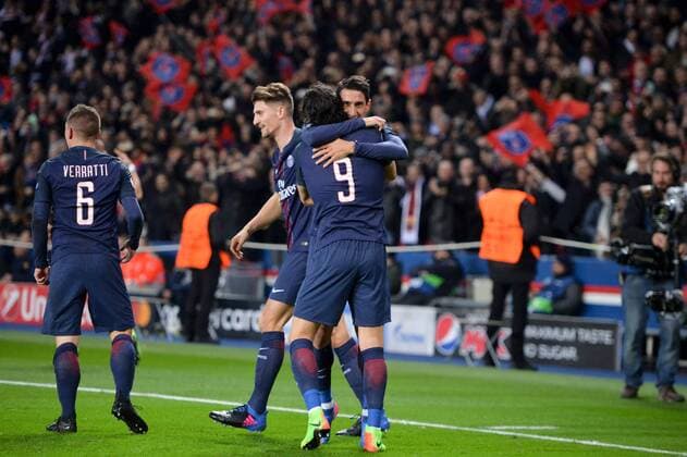 Fußball, CL, Paris St. Germain - FC Barcelona 11 ANGEL DI MARIA (psg) - 12 THOMAS MEUNIER (psg) - Jubel FOOTBALL : Paris SG vs Barcelona - Champions League - 14 02 2017 AnthonyBIBARD FEP 