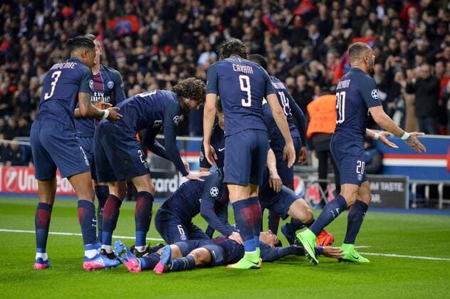 Fußball, CL, Paris St. Germain - FC Barcelona Teams PSG - Jubel FOOTBALL : Paris SG vs Barcelona - Champions League - 14 02 2017 AnthonyBIBARD FEP 
