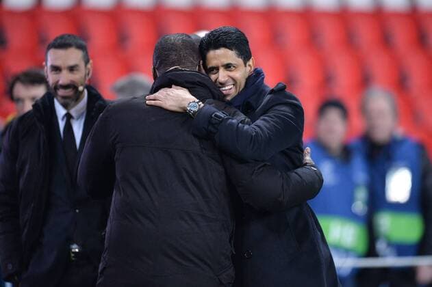 Fußball, CL, Paris St. Germain - FC Barcelona Nasser Al Khelaifi (PRESIDENT DU PSG) - Jubel FOOTBALL : Paris SG vs Barcelona - Champions League - 14 02 2017 AnthonyBIBARD FEP 
