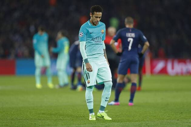 Fußball, CL, Paris St. Germain - FC Barcelona Neymar (Barcelona) enttäuscht FOOTBALL : PSG vs FC Barcelona - Champions League - 14 02 2017 GwendolineLeGoff 