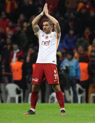 Turkey superlig match between Glatasaray and Kayserispor at Turk Telekom Arena in Istanbul i Turkey on February 12 , 2017. Final Score : Galatasaray 1 - Kayserispor 2 Pictured :Lukas Podolski of Galatasaray . 
