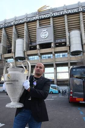 Fans of Real Madrid with a fake cup Madrid 15-02-2017 Football Champions League 2016 2017 Real Madrid - SSC Napoli cesarexpurini