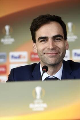 Genk s press officer Willem Boogaerts pictured during a press conference PK Pressekonferenz of Belgian soccer team RC Genk, Wednesday 15 February 2017, in Giurgiu, in Romania. Tomorrow Genk is playing 1 16 finales first leg game of the Europa League competition against Romanian Club Astra Giurgiu. YORICKxJANSENS  x05047985x