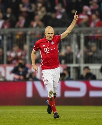 München, 15.02.2017 Torjubel: Arjen Robben (FCB) Bayern München - Arsenal London
