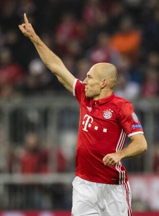 München, 15.02.2017 Torjubel: Arjen Robben (FCB) Bayern München - Arsenal London