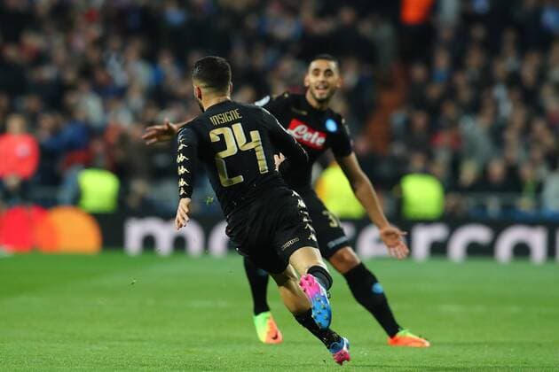 Fußball, CL, Real Madrid - SSC Neapel Lorenzo Insigne Napoli goal celebration Fußball Champions League 2016 2017 Real Madrid - SSC Napoli cesarexpurini