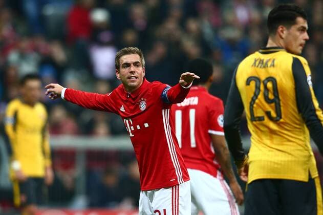 SOCCER - CL, Bayern vs Arsenal MUNICH,GERMANY,15.FEB.17 - SOCCER - UEFA Champions League, FC Bayern Muenchen vs FC Arsenal. Image shows Philipp Lahm (Bayern). GEPAxpictures xFelixxRoittner