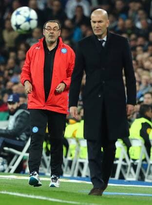 Fußball, CL, Real Madrid - SSC Neapel Maurizio Sarri Napoli, Zinedine Zidane Real Madrid Fußball Champions League 2016 2017 Real Madrid - SSC Napoli cesarexpurini