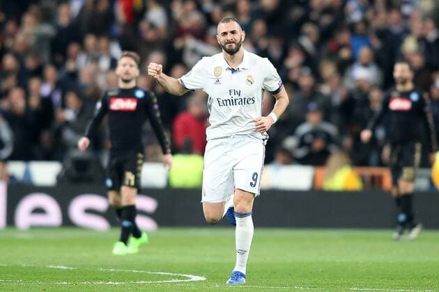 Fußball, CL, Real Madrid - SSC Neapel Real Madrid s Karim Benzema celebrates goal during Champions League 2016 2017 Round of 16 1st leg match. February 15,2017.  (2017021506)