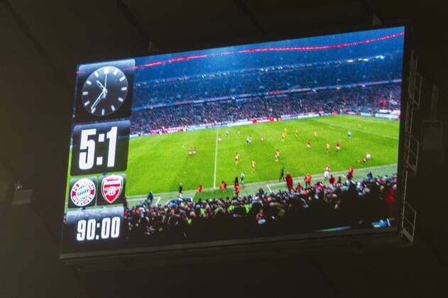 GER, UEFA CL, FC Bayern Muenchen (GER) vs FC Arsenal (GBR) 15.02.2017, Allianz Arena, Muenchen, GER, UEFA CL, FC Bayern Muenchen (GER) vs FC Arsenal (GBR) , Viertelfinale, im Bild Endstand auf der Anzegetafel 5-1 Foto © nordphoto Straubmeier nordphotox xStraubmeier