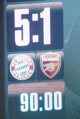 SOCCER - CL, Bayern vs Arsenal MUNICH,GERMANY,15.FEB.17 - SOCCER - UEFA Champions League, FC Bayern Muenchen vs FC Arsenal. Image shows the scoreboard. GEPAxpictures xFelixxRoittner