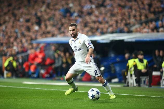 Fußball, CL, Real Madrid - SSC Neapel Madrid, Spain. February 15, 2017: Dani Carvajal defender from Real Madrid CF, during the UEFA Champions League round of 16 1st leg agains SSC Napoli at the Santiago Bernabeu stadium. (Photo: Ivan Abanades Medina).  xIvanxAbanadesxMedinax xRealxMadridxCFx-xSSCxNapolix(UEFAxChampionsxLeague)x