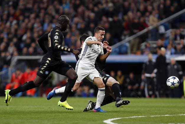 Fußball, CL, Real Madrid - SSC Neapel Soccer match between Real Madrid and Napoli of the 2016 2017 Champions League, held at the Santiago Bernabeu stadium, in Madrid, February 15, 2017. (Photo: J. Luis Cuesta 261 Cordon Press). Lucas Vazquez  xJosexLuisxCuestax xx