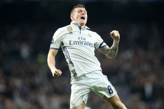 Fußball, CL, Real Madrid - SSC Neapel Real Madrid s Toni Kroos celebrates goal during Champions League 2016 2017 Round of 16 1st leg match. February 15,2017.  (2017021516)