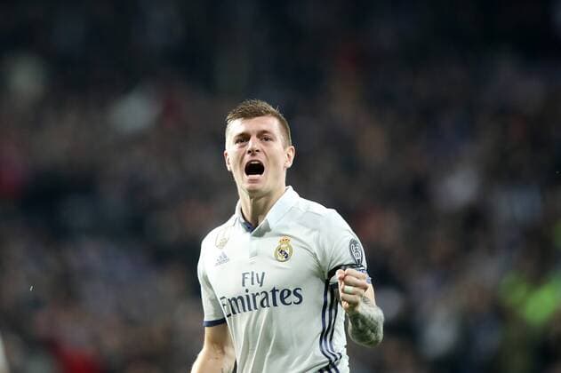 Fußball, CL, Real Madrid - SSC Neapel, Toni Kroos trifft Real Madrid s Toni Kroos celebrates goal during Champions League 2016 2017 Round of 16 1st leg match. February 15,2017.  (2017021521)