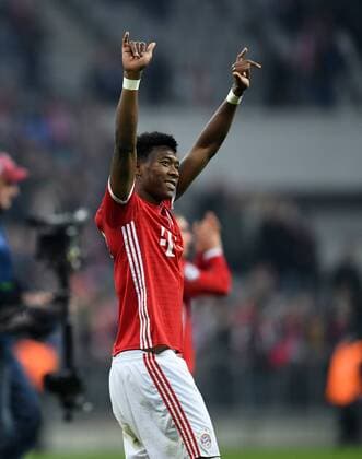 FUSSBALL CHAMPIONS LEAGUE SAISON 2016 2017 ACHTELFINAL HINSPIEL FC Bayern Muenchen - Arsenal London 15.02.2017 Schlussjubel FC Bayern Muenchen; David Alaba 