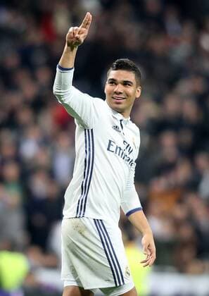 Fußball, CL, Real Madrid - SSC Neapel Real Madrid s Carlos Henrique Casemiro celebrates goal during Champions League 2016 2017 Round of 16 1st leg match. February 15,2017.  (20170215121)
