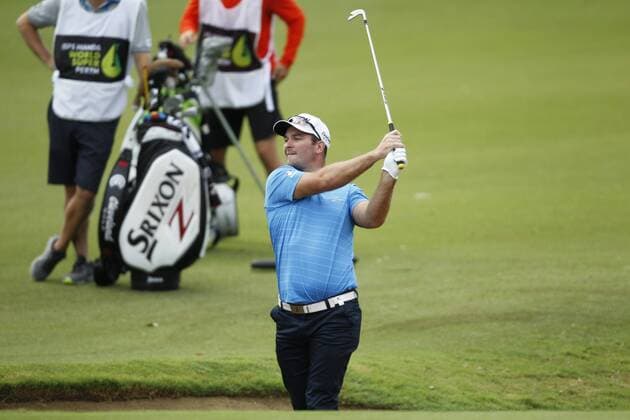 February 16th 2017, Lake Karrinyup Country Club, Perth, Western Australia, Australia; ISPS Handa World Super 6 Perth Golf Tournament Day 1; Ryan Fox (NZL) watches his shot out of the bunker on the 11th fairway during the first round of the ISPS Handa World Super 6 Golf Tournament; xDavidxWoodleyx  ActionPlus11846755