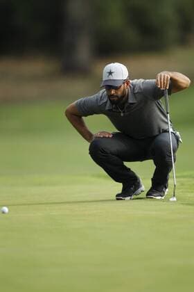 February 16th 2017, Lake Karrinyup Country Club, Perth, Western Australia, Australia; ISPS Handa World Super 6 Perth Golf Tournament Day 1; James Nitties (AUS) lines up his putt on the 1st hole during the opening round of the ISPS Handa World Super 6 Golf Tournament; xDavidxWoodleyx  ActionPlus11846775