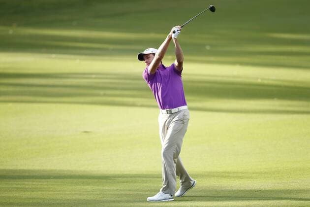February 16th 2017, Lake Karrinyup Country Club, Perth, Western Australia, Australia; ISPS Handa World Super 6 Perth Golf Tournament Day 1; Brett Rumford (AUS) watches his shot from the 11th fairway during the first round of the ISPS Handa World Super 6 Golf Tournament; xDavidxWoodleyx  ActionPlus11846797