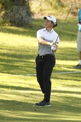 February 16th 2017, Lake Karrinyup Country Club, Perth, Western Australia, Australia; ISPS Handa World Super 6 Perth Golf Tournament Day 1; Jake McLeod (AUS) watches his approach shot on the 11th fairway during the opening round of the ISPS Handa World Super 6 Golf Tournament; xDavidxWoodleyx  ActionPlus11846774