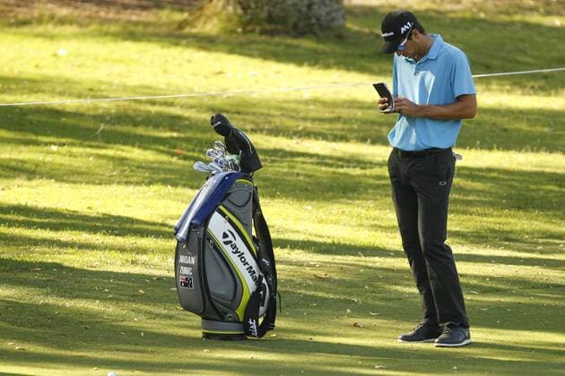 February 16th 2017, Lake Karrinyup Country Club, Perth, Western Australia, Australia; ISPS Handa World Super 6 Perth Golf Tournament Day 1; Jordan Zunic checks his distance (AUS) on the 11th fairway during the opening round of the ISPS Handa World Super 6 Golf Tournament; xDavidxWoodleyx  ActionPlus11846810